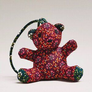 NWT Anthropologie Vera Bradley Bitty Bear Shaped Plush Bag Charm
